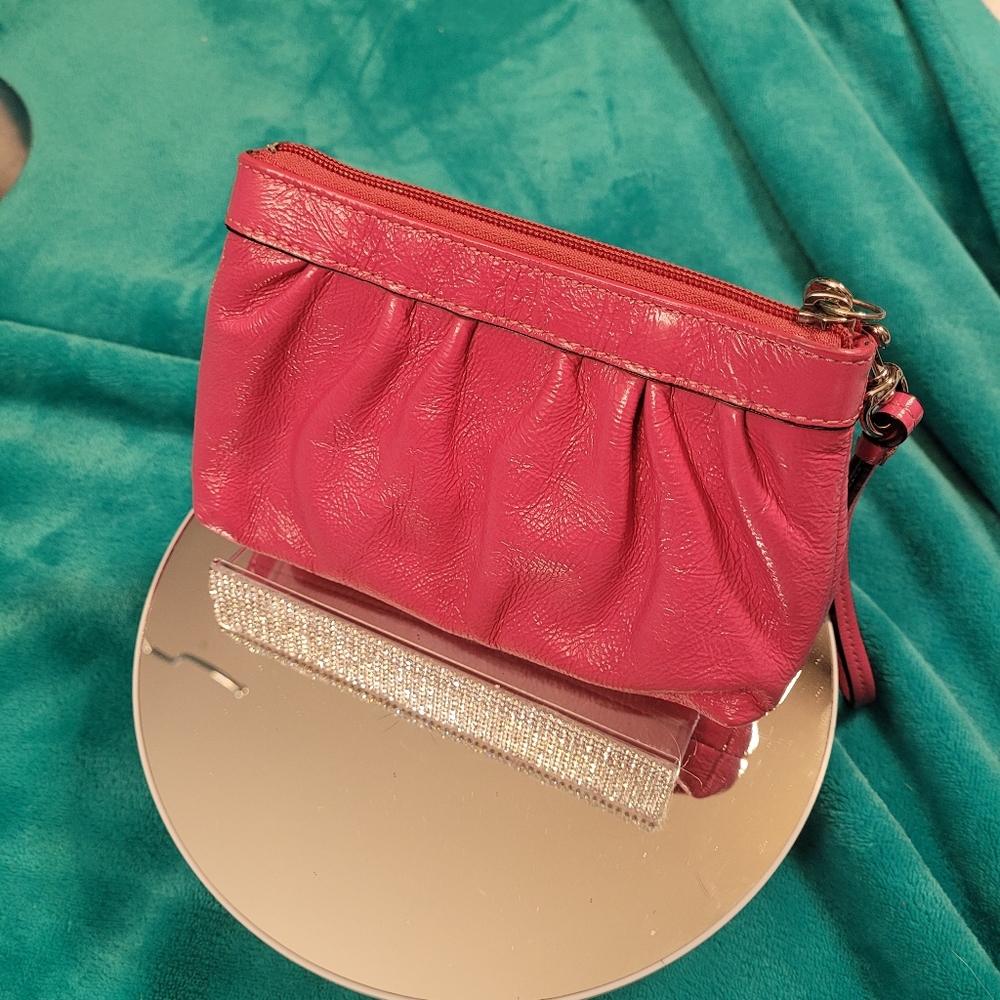Coach pink patent leather wristlet EUC